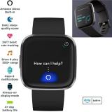 Fitbit Versa 2 Health and Fitness Smart Watch (Black/Carbon) with Heart Rate Monitor, S & L Bands, Bundle with 3.3foot Charge Cable, Wall Adapter, Screen Protectors & PremGear Cloth