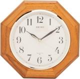 SEIKO 12 Inch Octagonal Solid Oak Wall Clock