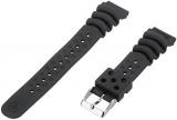 Genuine Synthetic Rubber Black Divers 20mm Watch Band by Seiko
