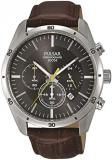 Pulsar Gents Brown Leather Grey Face Chrono PT3837X1