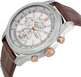 Seiko Men's SPC129P1 Neo Classic Alarm Perpetual Chronograph White Dial Brown Leather Watch