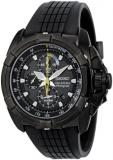 SEIKO Men's SNAE17 Black Carbon Fiber Dial Velatura Watch