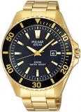 Pulsar Solar Mens Analog Quartz Watch with Stainless Steel Gold Plated Bracelet PX3034X1