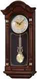 SEIKO Stately Dark Brown Solid Oak Case Wall Clock with Pendulum and Chime