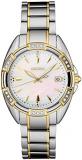 Ladies Silver Tone Diamond Bezel Watch with Mother of Pearl Dial