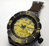 SEIKO Prospex Monster Diver's 200m Automatic Gray Plated Case Yellow Dial Watch SRPF35K1