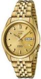 SEIKO Men's SNK366K 5 Automatic Gold Dial Gold-Tone Stainless Steel Watch