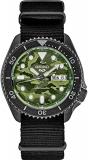 Seiko 5 Sports Collection Automatic Watch Green Camo Dial with Black Nylon Band SRPJ37
