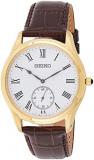 SEIKO Men's Analog Quartz Watch with Leather Strap SRK050P1, White, Strap