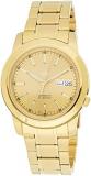 SEIKO Men's SNKE56 5 Automatic Gold Dial Gold-Tone Stainless Steel Watch