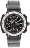 SEIKO Men's SNAD47P2 Stainless Steel Case Black Leather Strap Alarm Chronograph Watch