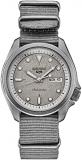 SEIKO Mens 5 Sports Grey Dial Nylon Band Stainless Steel Automatic Wind Watch - SRPG63