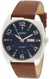Seiko Men's SNKN37 Stainless Steel Automatic Self-Wind Watch with Brown Leather ...