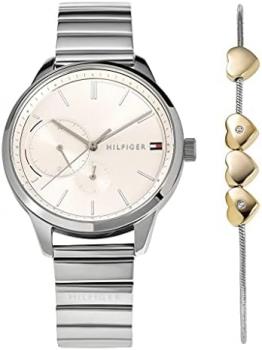 Tommy Hilfiger Women's Brooke Quartz Watch with Stainless Steel Strap, Silver, 16 (Model: 2770045)