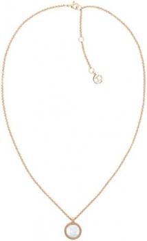 Tommy Hilfiger Women's Jewelry Ionic Plated Carnation Gold Steel Necklace with Mother of Pearl, Color: Carnation Gold (Model: 2780657)