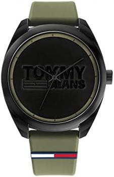 Tommy Jeans Men's Quartz Stainless Steel and Silicone Strap Watch, Color: Black (Model: 1791930)