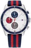 Tommy Hilfiger Analogue Multifunction Quartz Watch for Men with Red and Blue Nylon Strap - 1792035, White, strap