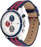 Tommy Hilfiger Analogue Multifunction Quartz Watch for Men with Red and Blue Nylon Strap - 1792035, White, strap