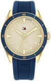 Tommy Hilfiger Women's Emma Stainless Steel Quartz Watch with Silicone Strap, Blue, 18 (Model: 1782480)