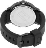 Tommy Hilfiger Men's Trevor Stainless Steel Quartz Watch with Silicone Strap, Black, 22 (Model: 1791249)