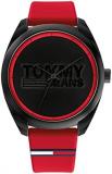 Tommy Jeans Men's Quartz Plastic and Silicone Strap Watch, Color: Black (Model: 1791929)