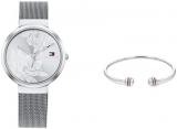 Tommy Hilfiger Women's Quartz Stainless Steel Watch with Silver Open Bangle Bracelet