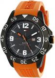 Tommy Hilfiger Men's 1790985 Cool Sport Black Ion-Plated Watch with Orange Silic...
