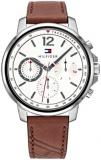 Tommy Hilfiger Men's Quartz Stainless Steel and Leather Strap Casual Watch, Color: Brown (Model: 1791531)