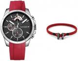 Tommy Hilfiger Men's Cool Sport Stainless Steel Watch with Nylon Red Bracelet
