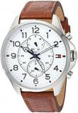 Tommy Hilfiger Men's Quartz Stainless Steel and Leather Watch, Color:Brown (Mode...