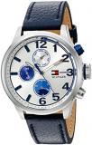 Tommy Hilfiger Men's Quartz Stainless Steel and Leather Casual Watch, Color:Blue...