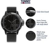 Tommy Hilfiger Jeans Men's Quartz Brass & Aluminum and Nylon #Tide Ocean Bound Strap Watch, Color: Black (Model: 1791923)