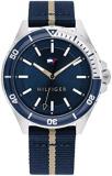 Tommy Hilfiger Men's Stainless Steel & Multicolor Aluminum Case and Recycled #Tide Ocean Plastic Textile Strap Watch, Color: Blue (Model: 1792011)