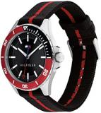 Tommy Hilfiger Men's Stainless Steel & Ionic Plated Black Steel & Multicolor Aluminum Case and Recycled #Tide Ocean Plastic Textile Strap Watch, Color: Black (Model: 1792010)