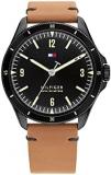 Tommy Hilfiger Men's Quartz Stainless Steel and Leather Strap Watch, Color: Tan (Model: 1791906)