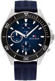 Tommy Hilfiger Men's Quartz Stainless Steel and Silicone Strap Watch, Color: Blu...