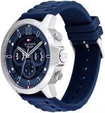 Tommy Hilfiger Men's Stainless Steel Case and Silicone Strap Watch, Color: Blue (Model: 1710489)