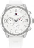 Tommy Hilfiger Men's Multifunction Stainless Steel Case and Silicone Strap Watch...