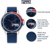 Tommy Hilfiger Jeans Men's Quartz Plastic and Nylon #Tide Ocean Bound Strap Watch, Color: Navy (Model: 1791924)
