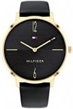 Tommy Hilfiger Women's Stainless Steel Quartz Watch with Leather Strap, Color: Black (Model: 1782379)