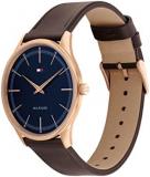 Tommy Hilfiger Men's Quartz Stainless Steel and Leather Strap Hyper Slim Watch, Color: Navy (Model: 1710466)