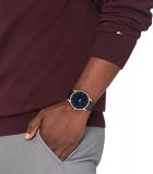 Tommy Hilfiger Men's Quartz Stainless Steel and Leather Strap Hyper Slim Watch, Color: Navy (Model: 1710466)
