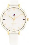 Tommy Hilfiger Women's Quartz Stainless Steel Case and Leather Strap Watch, Color: White (Model: 1782582)