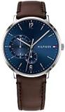 Tommy Hilfiger Men's Quartz Stainless Steel and Leather Strap Casual Watch, Color: Brown (Model: 1791508)
