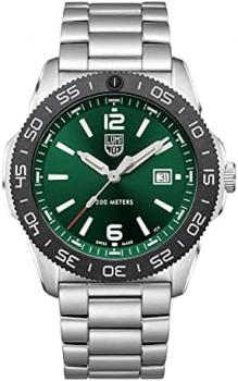 Luminox Pacific Diver XS.3137 Mens Watch 44mm - Dive Watch in Silver/Green Date Function 200m Water Resistant Sapphire Glass
