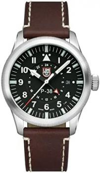 Luminox P-38 Lightning XA.9521 Mens Watch 42mm - Pilot Watch in Brown/Black Date Function Second Time Zone 100m Water Resistant Sapphire Glass