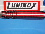 Luminox Watch Band.Regimental Stripe. Black Red White 23mm w/Gun Metal Hardware