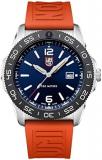 Luminox Pacific Diver 44mm Blue Dial with Orange Rubber Swiss Quartz Watch 3123....