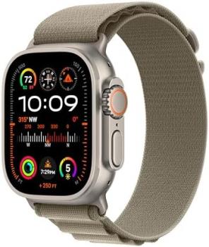 Apple Watch Ultra 2 [GPS + Cellular 49mm] Smartwatch with Rugged Titanium Case & Olive Alpine Loop Medium. Fitness Tracker, Precision GPS, Action Button, Extra-Long Battery Life, Carbon Neutral