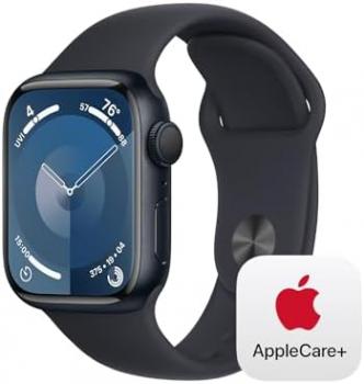 Apple Watch Series 9 GPS 41mm Midnight Aluminum Case with Midnight Sport Band - S/M with AppleCare+ (2 Years)